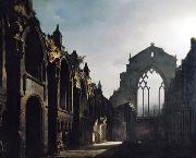 louis daguerre Ruins of Holyrood Chapel by Louis Daguerre oil painting